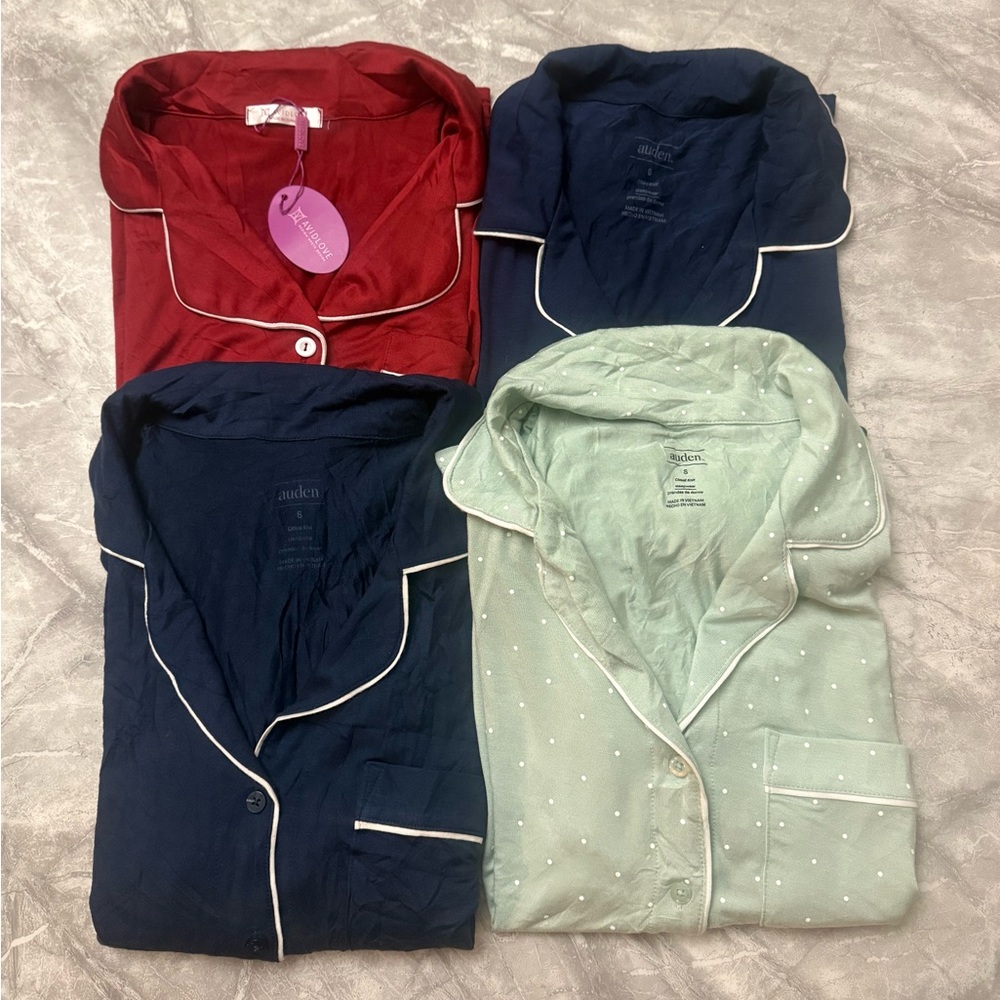 Elegant Pajama Tops in Red, Navy, and Mint